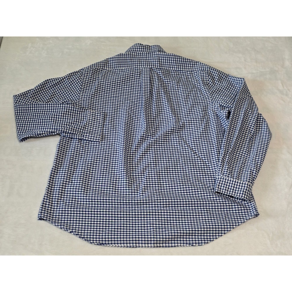 Ralph Lauren Mens XXL Blue White Gingham Check Button Down Shirt Brown Pony - Picture 3 of 8